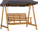 Outsunny 3 Seater Garden Swing Chair Outdoor Wooden Swing Bench Hammock with Adjustable Canopy 84A-215 5056534578534