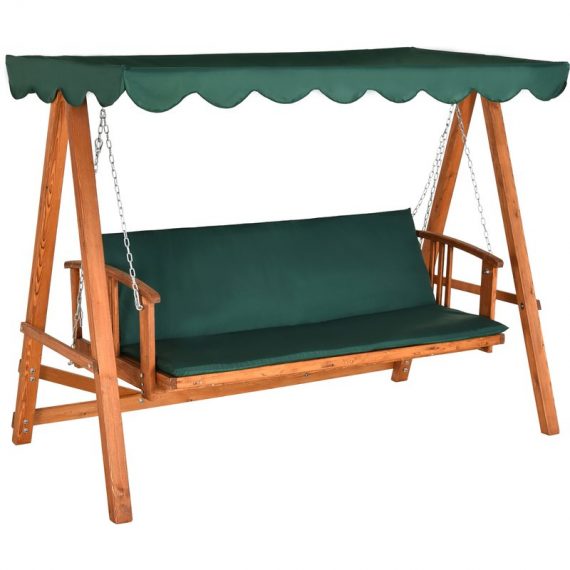 Outsunny Wooden Garden 3-Seater Outdoor Swing Chair 01-0078 5060265998714