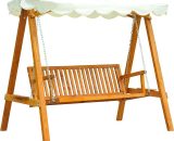 Outsunny 3 Seater Wooden Garden Swing Seat Swing Chair Outdoor Hammock Bench Furniture, Cream White 01-0301 5060265999247