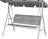Outsunny Metal Garden Swing Chair, 3-Seater Swing Seat, Patio Hammock Bench Canopy Lounger, Light Grey 84A-059LG 5056602979935