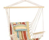 Outsunny Hanging Hammock Chair Swing Chair Thick Rope Frame Safe Wide Seat Indoor Outdoor Home, Patio, Yard, Garde Spot Stylish Multi-Color Stripe 84A-169 5056399148309