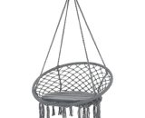 Outsunny Cotton-Polyester Blend Macrame Hanging Chair Swing Hammock for Indoor & Outdoor Use with Backrest, Fringe Tassels, Grey 84A-194V70 5056399146336