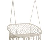 Outsunny Hanging Hammock Chair Cotton Rope Porch Swing with Metal Frame, Large Macrame Seat for Patio, Garden, Bedroom, Living Room, Cream White 84A-195 5056534570927