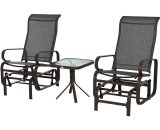 Outsunny 3 piece Outdoor Swing Chair with Tea Table Set, Patio Garden Rocking Furniture 84A-134 5056399131615