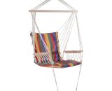 Outsunny Outdoor Hammock Hanging Rope Chair Garden Yard Patio Swing Seat Wooden w/ Footrest Armrest Cotton Cloth (Red) 84A-016RD 5061025115372
