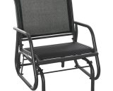 Outsunny Outdoor Gliding Swing Chair Garden Seat w/ Mesh Seat Curved Back Steel Frame Armrests Comfortable Lounge Furniture Dark Grey Black 84A-148 5056399145940