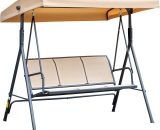 Outsunny 3 Seater Swing Chair Canopy Replacement Outdoor Hammock w/ Canopy Steel Frame - Beige 84A-234BG 5056534565527